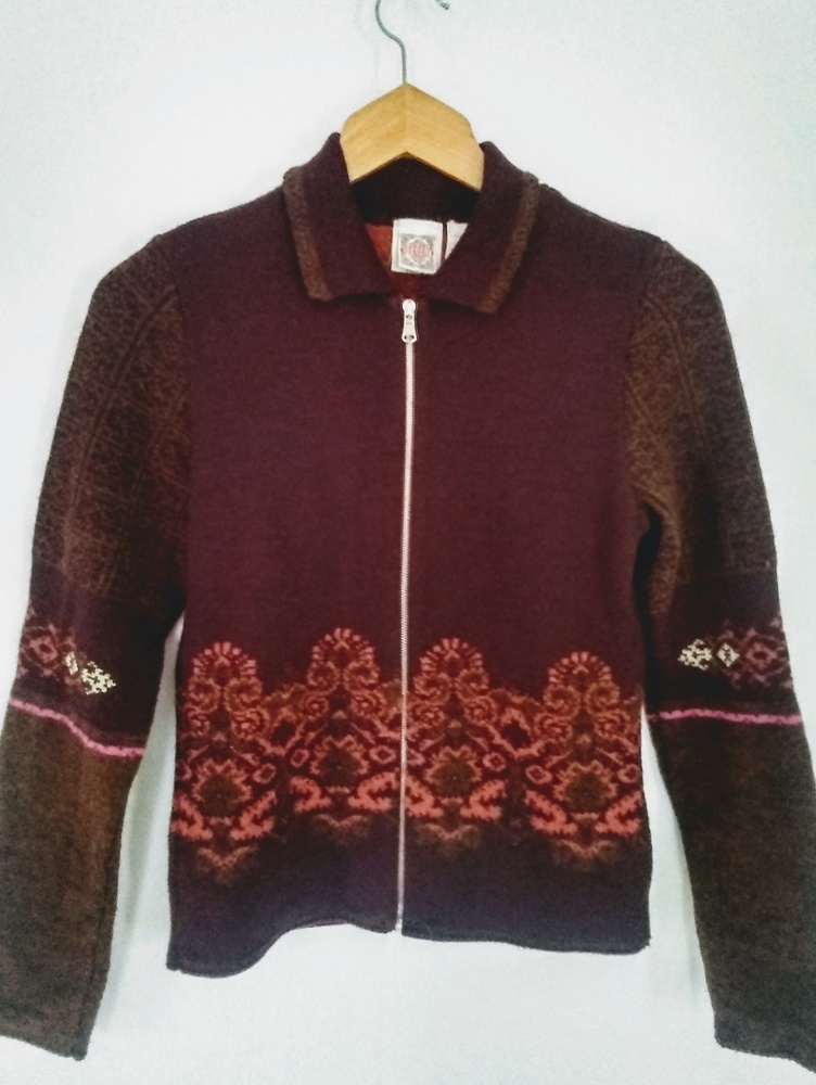 Medium Oilily Wool Warm Zipup Sweater Cardigan